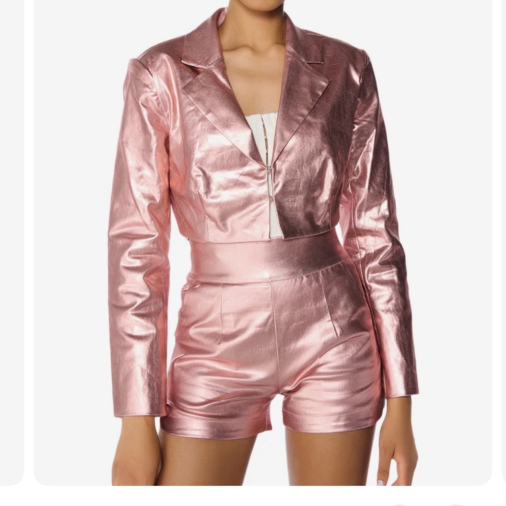 AKIRA Metallic Pink Long Sleeve Top